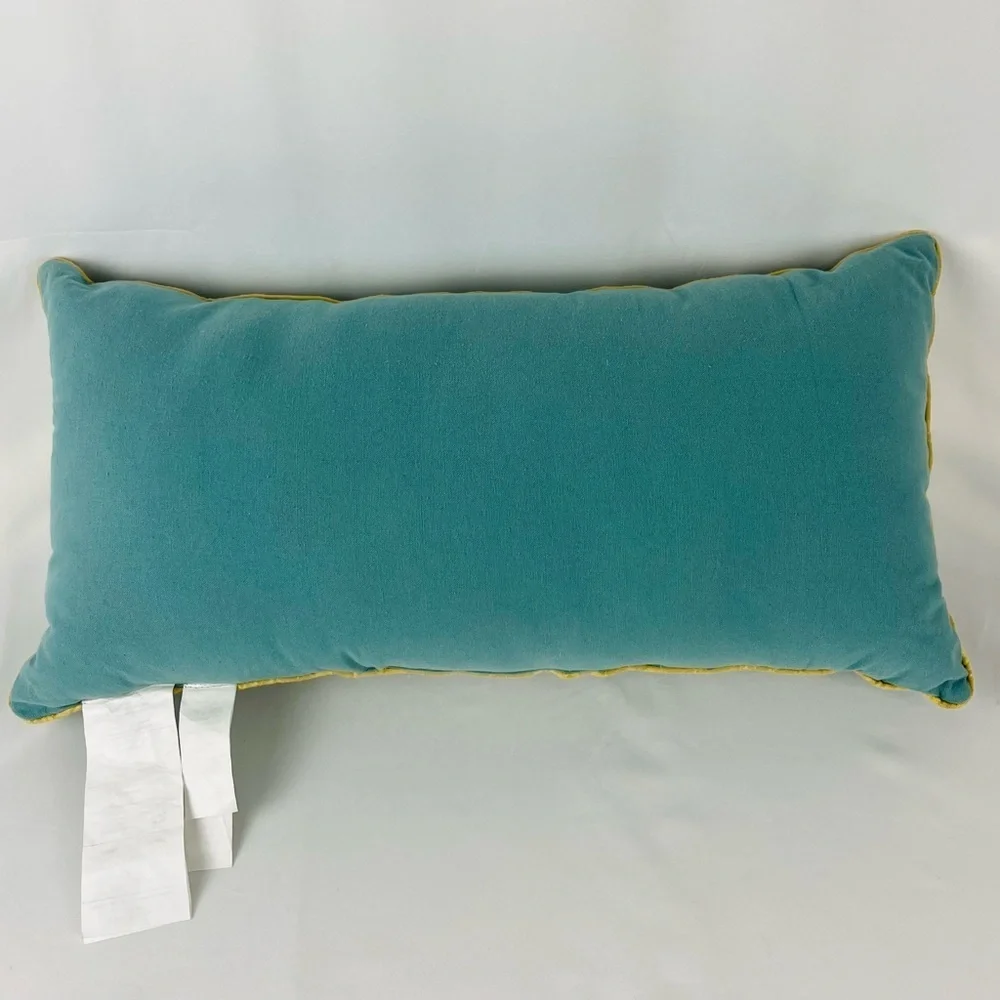 Liberty Beaded Reindeer Snowflake Lumbar Accent Throw Pillow Teal Gold Bronze